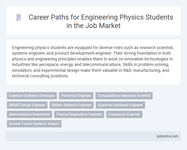 Career Paths for Engineering Physics Students in the Job Market