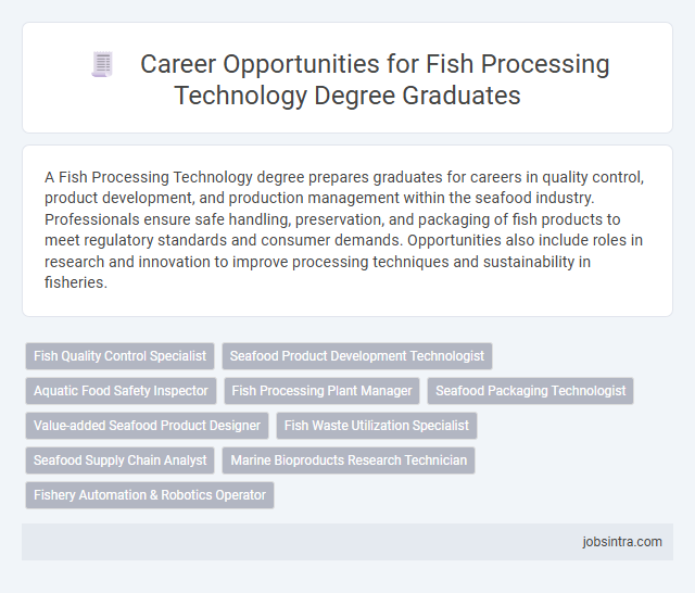 Career Opportunities for Fish Processing Technology Degree Graduates