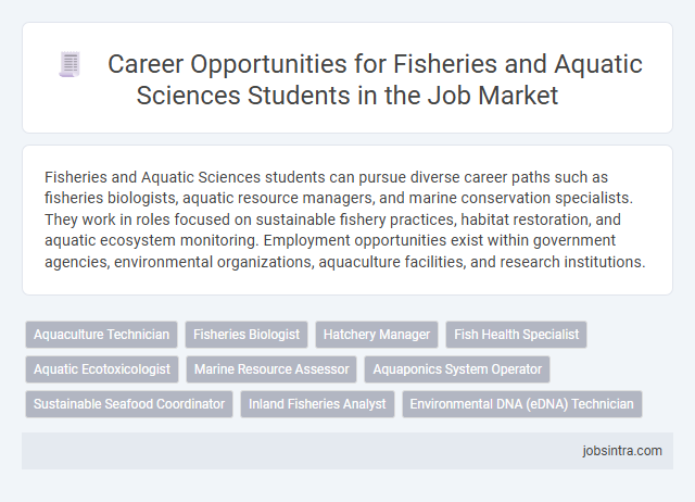 Career Opportunities for Fisheries and Aquatic Sciences Students in the Job Market
