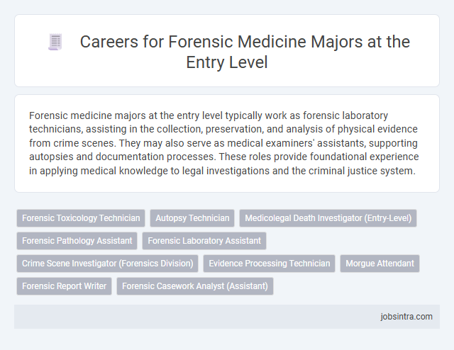 Careers for Forensic Medicine Majors at the Entry Level