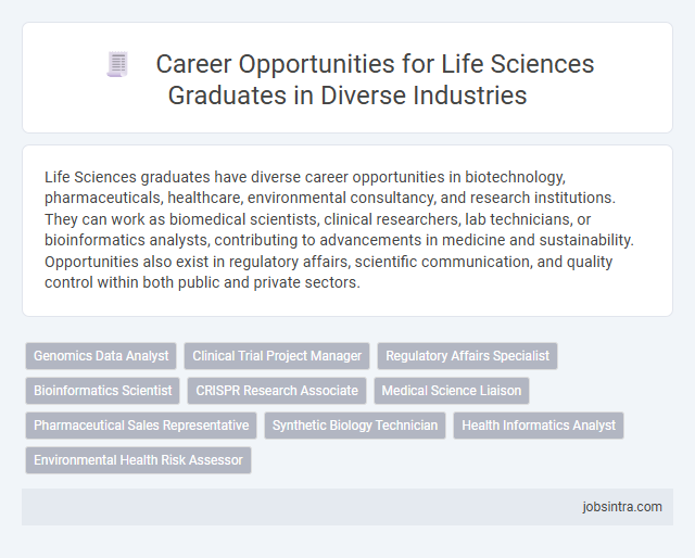 Career Opportunities for Life Sciences Graduates in Diverse Industries