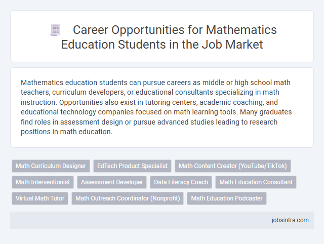 Career Opportunities for Mathematics Education Students in the Job Market