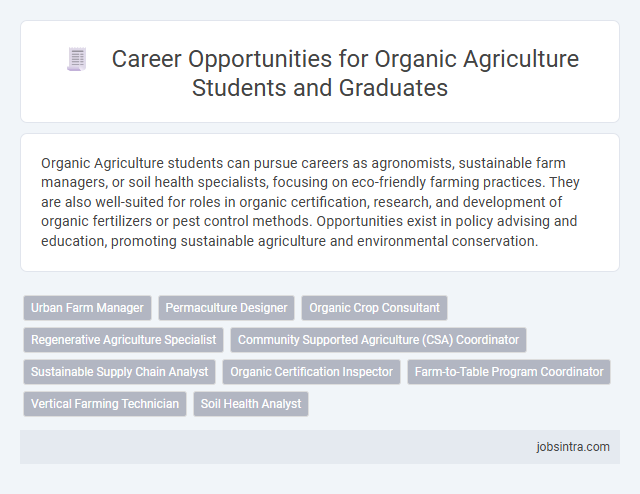 Career Opportunities for Organic Agriculture Students and Graduates