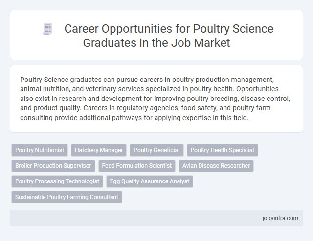 Career Opportunities for Poultry Science Graduates in the Job Market