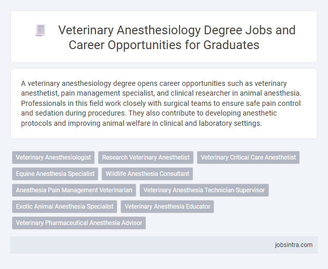 Veterinary Anesthesiology Degree Jobs and Career Opportunities for Graduates