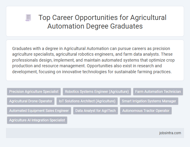 Top Career Opportunities for Agricultural Automation Degree Graduates