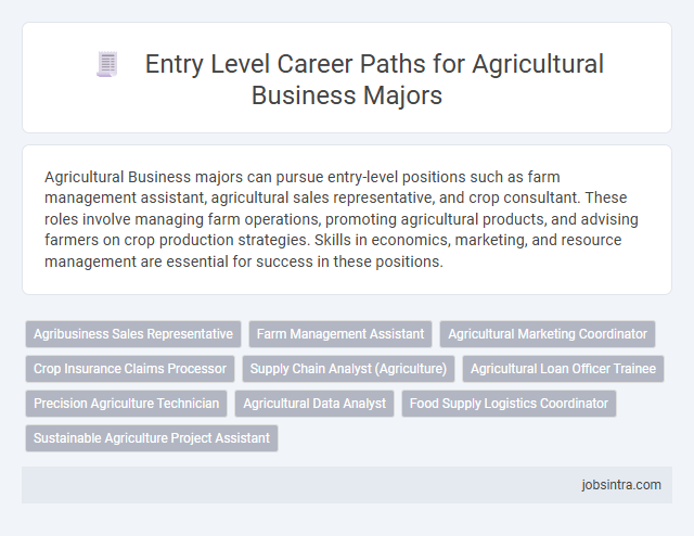 Entry Level Career Paths for Agricultural Business Majors