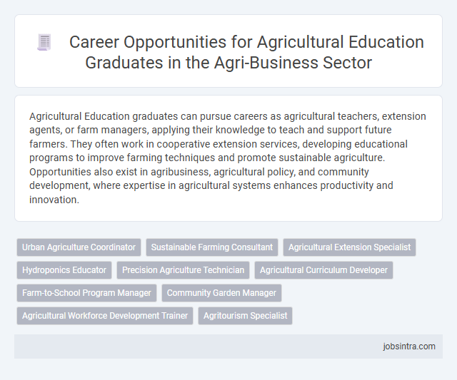 Career Opportunities for Agricultural Education Graduates in the Agri-Business Sector