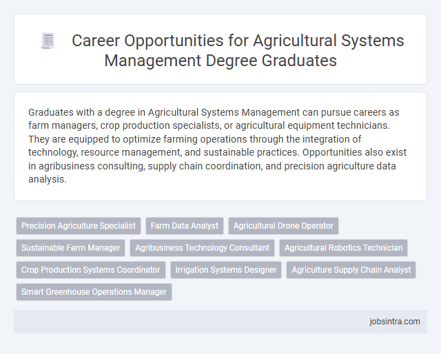 Career Opportunities for Agricultural Systems Management Degree Graduates