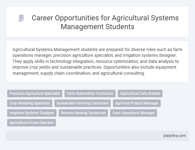 Career Opportunities for Agricultural Systems Management Students