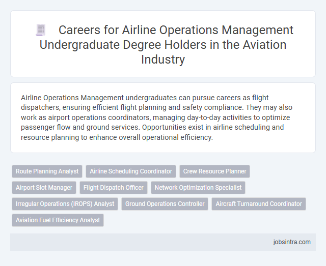 Careers for Airline Operations Management Undergraduate Degree Holders in the Aviation Industry
