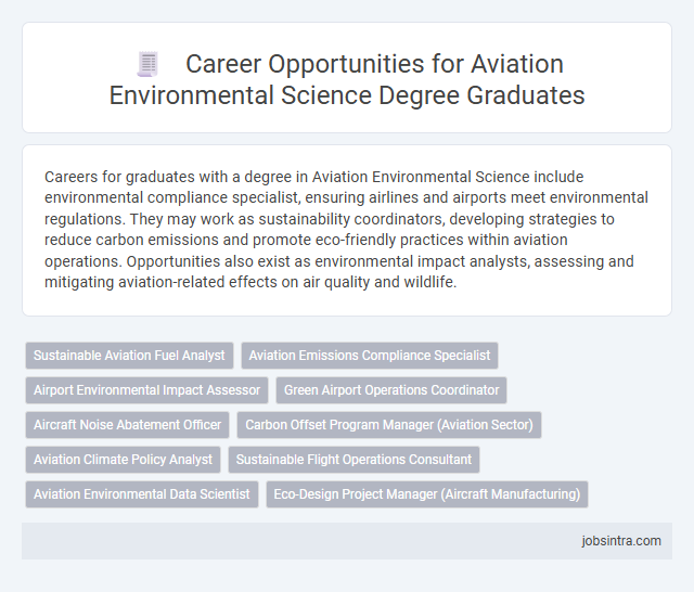 Career Opportunities for Aviation Environmental Science Degree Graduates