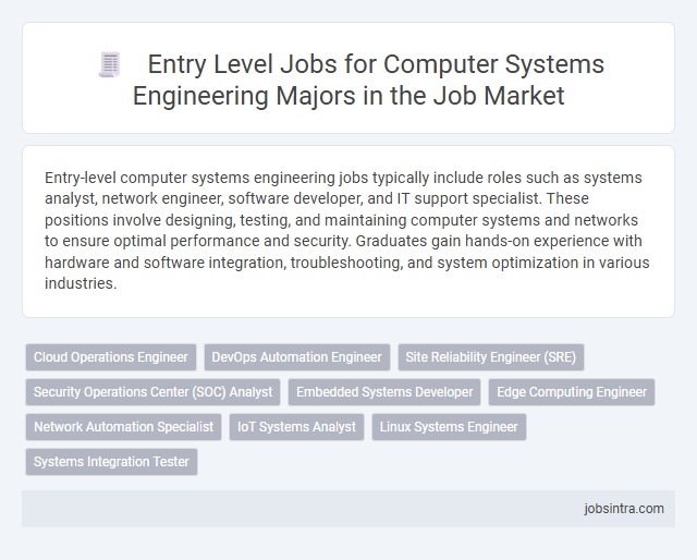 Entry Level Jobs for Computer Systems Engineering Majors in the Job Market