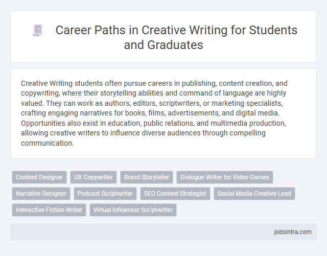 Career Paths in Creative Writing for Students and Graduates