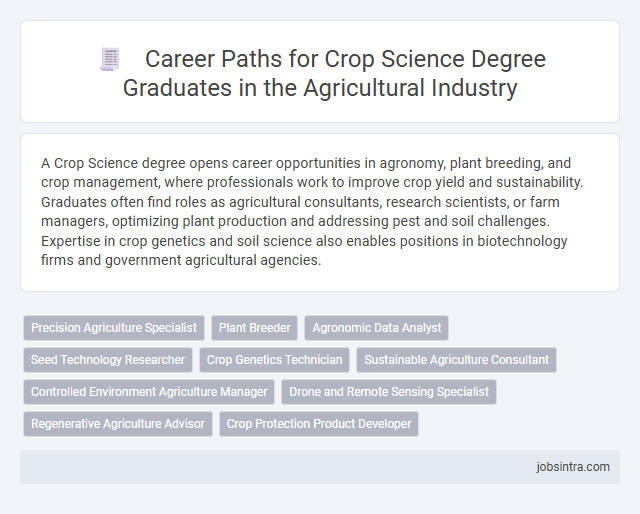 Career Paths for Crop Science Degree Graduates in the Agricultural Industry
