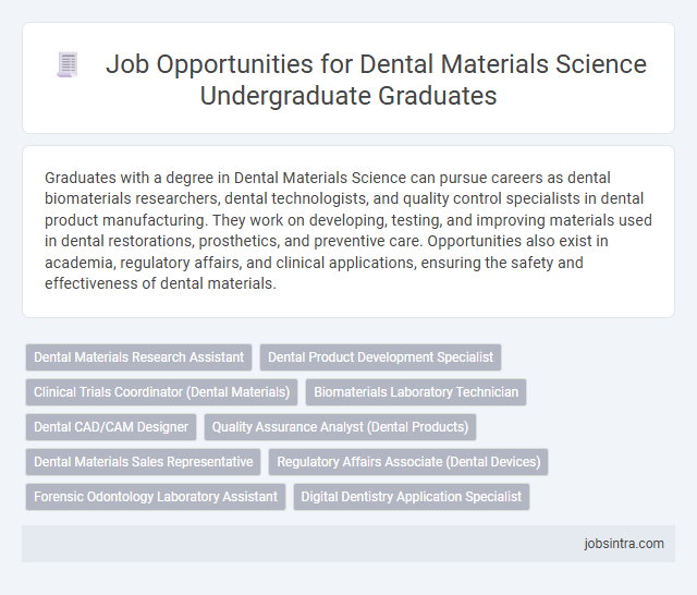 Job Opportunities for Dental Materials Science Undergraduate Graduates