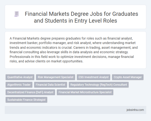 Financial Markets Degree Jobs for Graduates and Students in Entry Level Roles