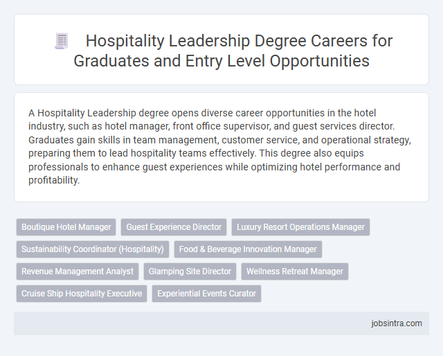 Hospitality Leadership Degree Careers for Graduates and Entry Level Opportunities