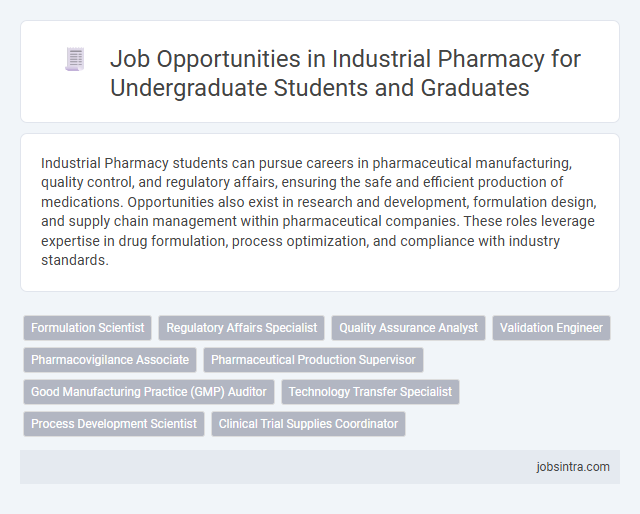 Job Opportunities in Industrial Pharmacy for Undergraduate Students and Graduates