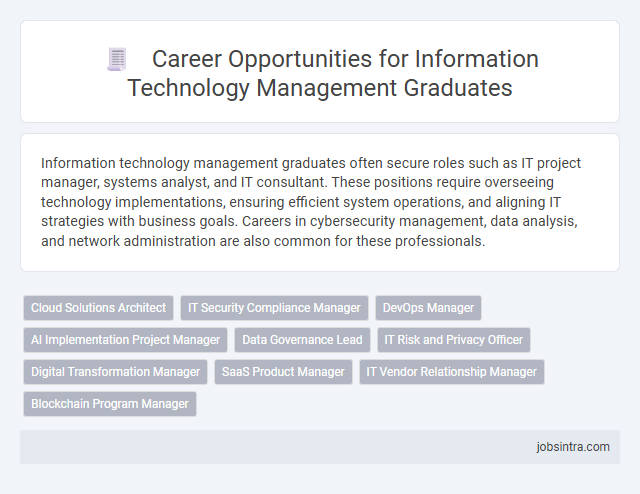 Career Opportunities for Information Technology Management Graduates