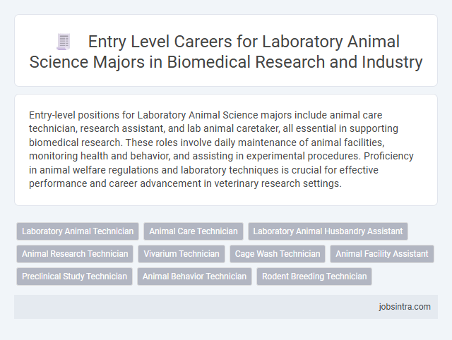 Entry Level Careers for Laboratory Animal Science Majors in Biomedical Research and Industry