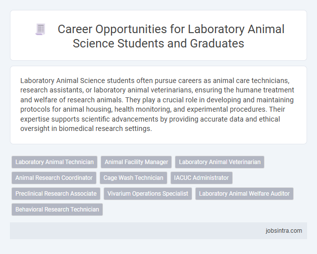 Career Opportunities for Laboratory Animal Science Students and Graduates