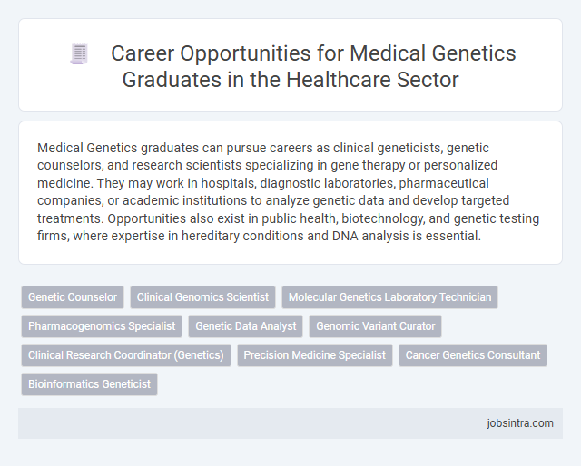 Career Opportunities for Medical Genetics Graduates in the Healthcare Sector