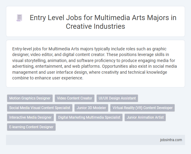 Entry Level Jobs for Multimedia Arts Majors in Creative Industries