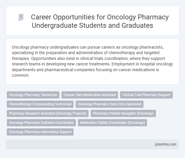 Career Opportunities for Oncology Pharmacy Undergraduate Students and Graduates