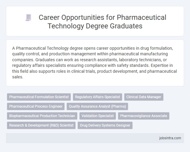Career Opportunities for Pharmaceutical Technology Degree Graduates