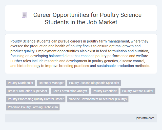 Career Opportunities for Poultry Science Students in the Job Market