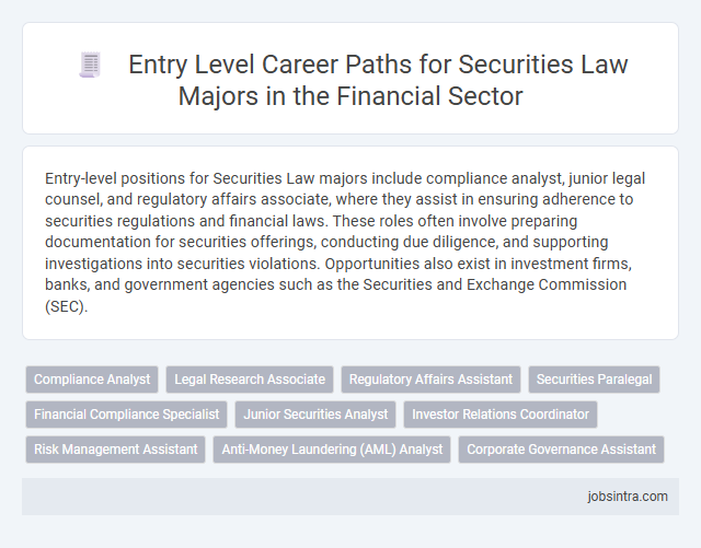 Entry Level Career Paths for Securities Law Majors in the Financial Sector