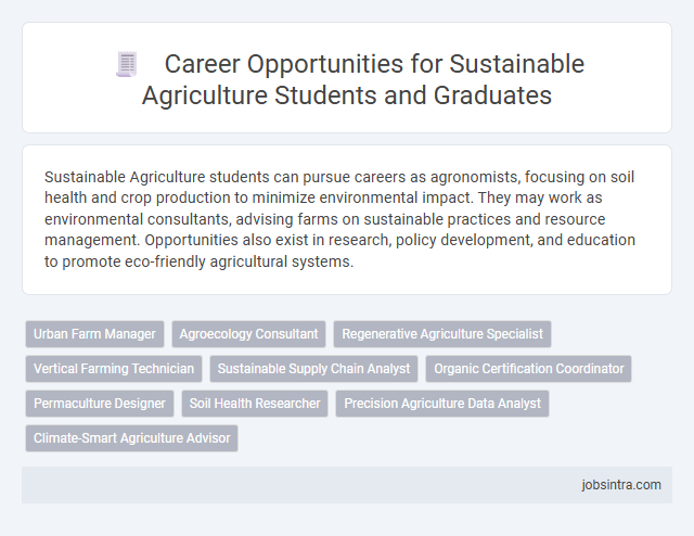 Career Opportunities for Sustainable Agriculture Students and Graduates