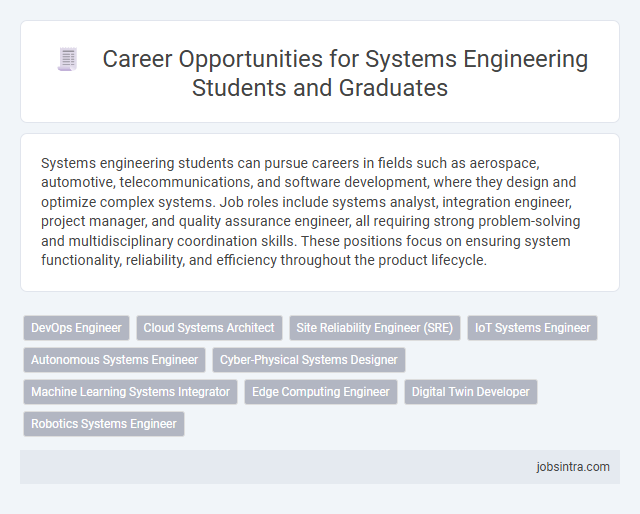 Career Opportunities for Systems Engineering Students and Graduates