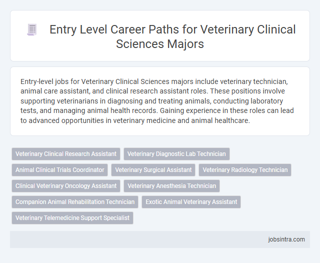 Entry Level Career Paths for Veterinary Clinical Sciences Majors