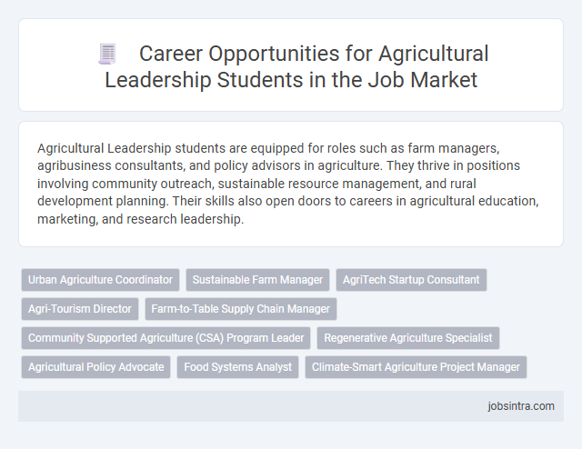 Career Opportunities for Agricultural Leadership Students in the Job Market