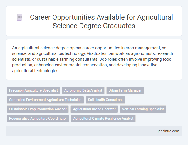 Career Opportunities Available for Agricultural Science Degree Graduates