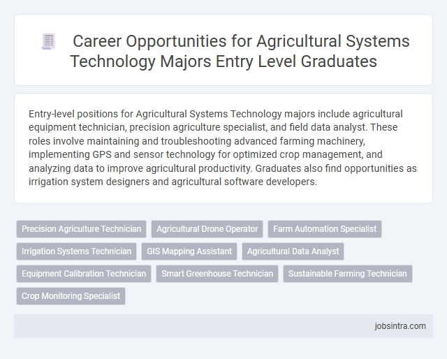 Career Opportunities for Agricultural Systems Technology Majors Entry Level Graduates
