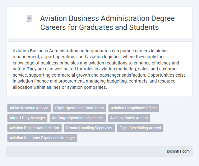 Aviation Business Administration Degree Careers for Graduates and Students