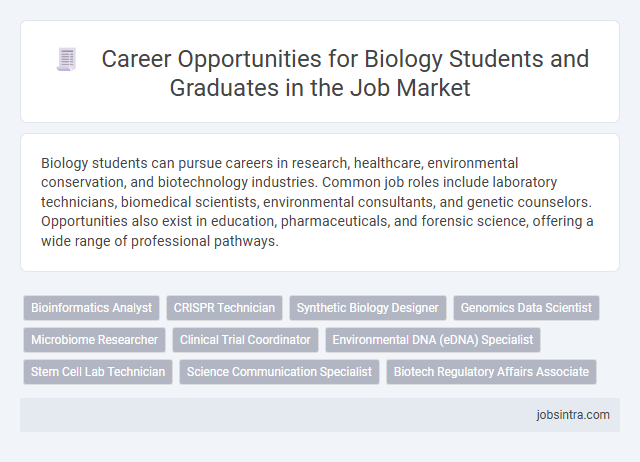 Career Opportunities for Biology Students and Graduates in the Job Market