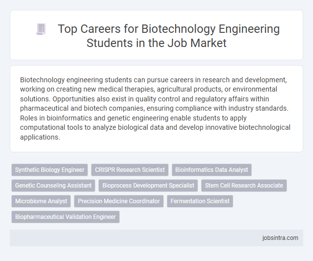 Top Careers for Biotechnology Engineering Students in the Job Market