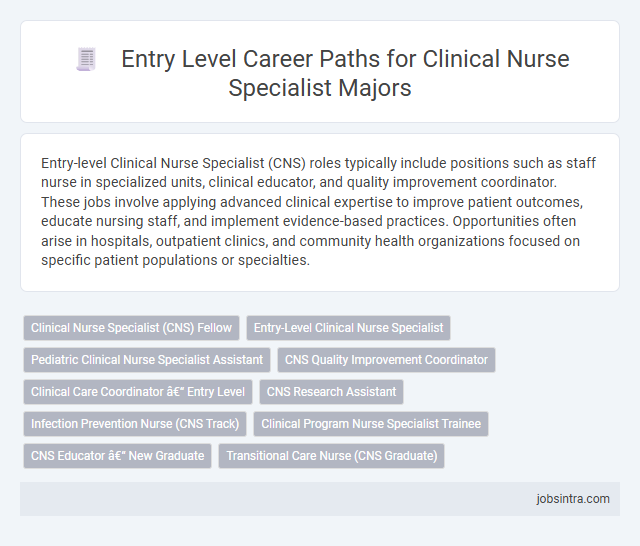 Entry Level Career Paths for Clinical Nurse Specialist Majors
