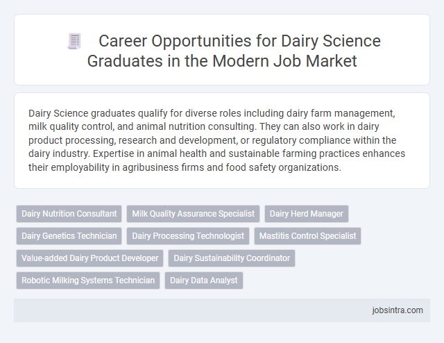 Career Opportunities for Dairy Science Graduates in the Modern Job Market