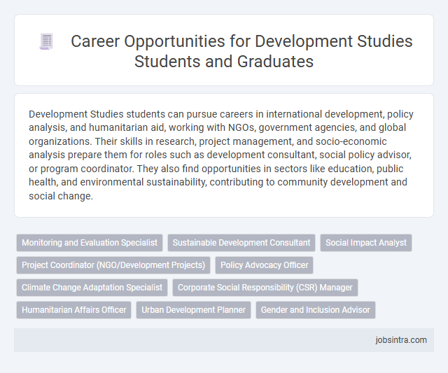 Career Opportunities for Development Studies Students and Graduates