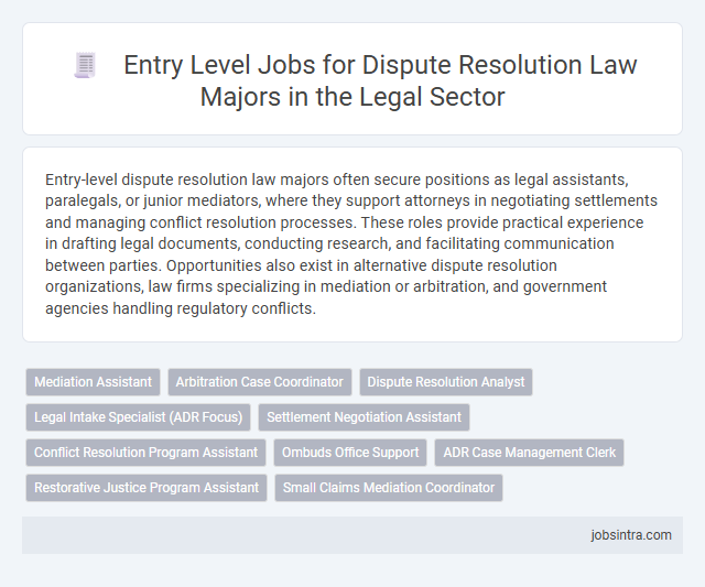 Entry Level Jobs for Dispute Resolution Law Majors in the Legal Sector