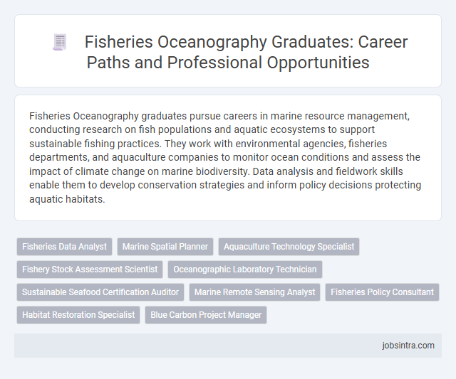 Fisheries Oceanography Graduates: Career Paths and Professional Opportunities