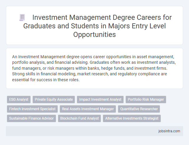 Investment Management Degree Careers for Graduates and Students in Majors Entry Level Opportunities
