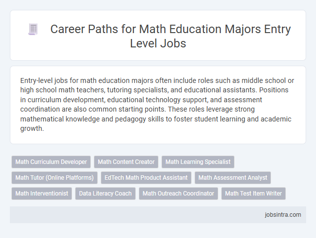 Career Paths for Math Education Majors Entry Level Jobs