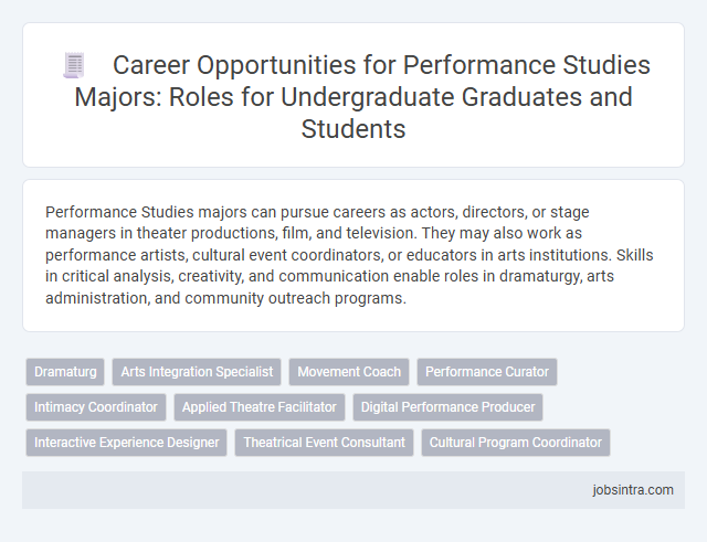 Career Opportunities for Performance Studies Majors: Roles for Undergraduate Graduates and Students
