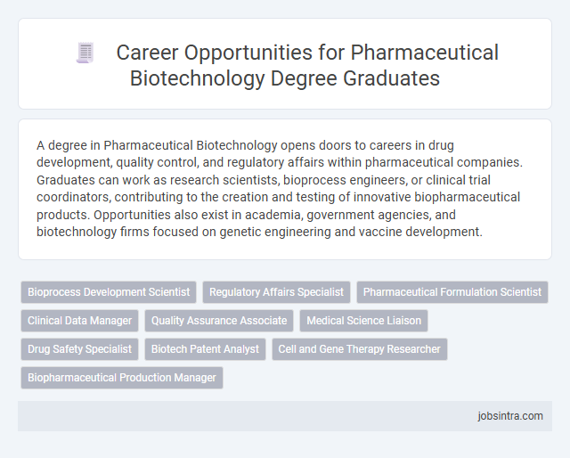 Career Opportunities for Pharmaceutical Biotechnology Degree Graduates